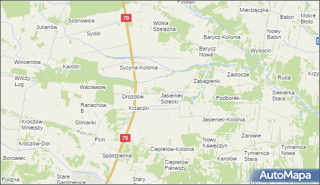 mapa Jasieniec Solecki, Jasieniec Solecki na mapie Targeo