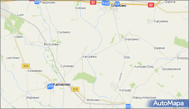 mapa Jaskółki gmina Kamieniec, Jaskółki gmina Kamieniec na mapie Targeo