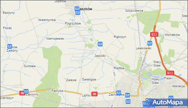 mapa Jaskółki gmina Raszków, Jaskółki gmina Raszków na mapie Targeo