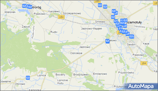 mapa Jastrowo, Jastrowo na mapie Targeo