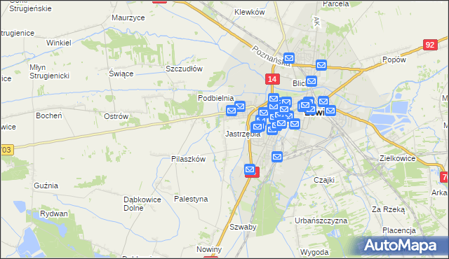 mapa Jastrzębia gmina Łowicz, Jastrzębia gmina Łowicz na mapie Targeo