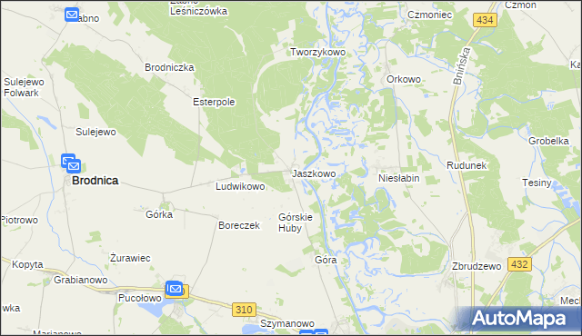 mapa Jaszkowo gmina Brodnica, Jaszkowo gmina Brodnica na mapie Targeo