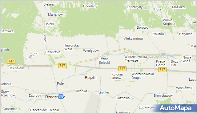 mapa Jawor Solecki, Jawor Solecki na mapie Targeo