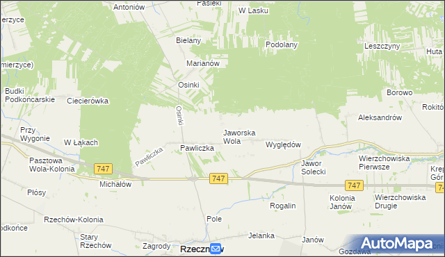 mapa Jaworska Wola, Jaworska Wola na mapie Targeo