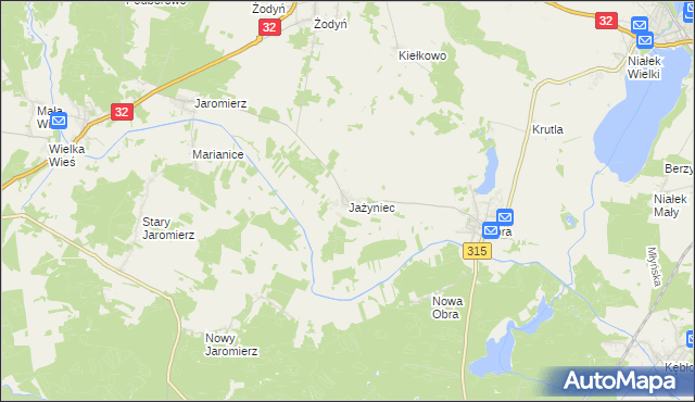 mapa Jażyniec, Jażyniec na mapie Targeo