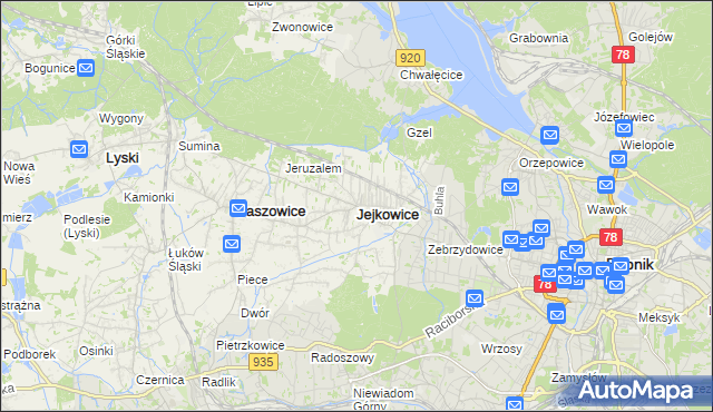 mapa Jejkowice, Jejkowice na mapie Targeo