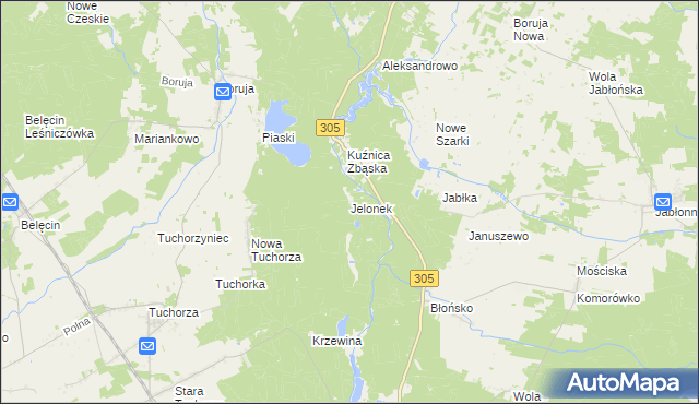 mapa Jelonek gmina Rakoniewice, Jelonek gmina Rakoniewice na mapie Targeo