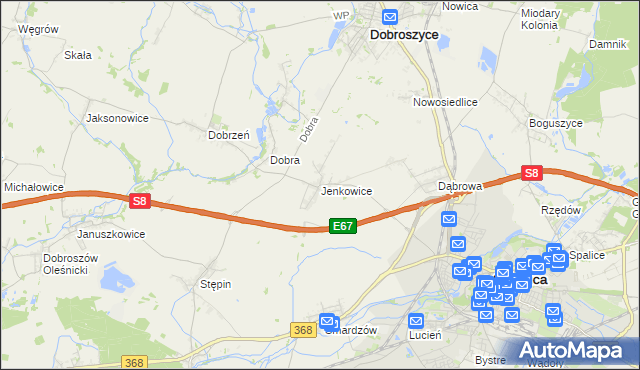mapa Jenkowice gmina Oleśnica, Jenkowice gmina Oleśnica na mapie Targeo