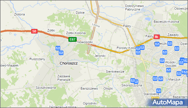 mapa Jeroniki, Jeroniki na mapie Targeo