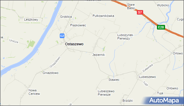 mapa Jeziernik gmina Ostaszewo, Jeziernik gmina Ostaszewo na mapie Targeo