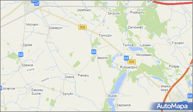 mapa Jeziorki gmina Stęszew, Jeziorki gmina Stęszew na mapie Targeo