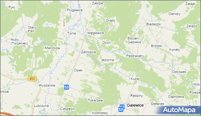 mapa Jeziorna gmina Galewice, Jeziorna gmina Galewice na mapie Targeo
