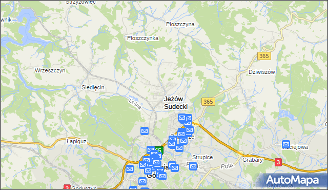 mapa Jeżów Sudecki, Jeżów Sudecki na mapie Targeo
