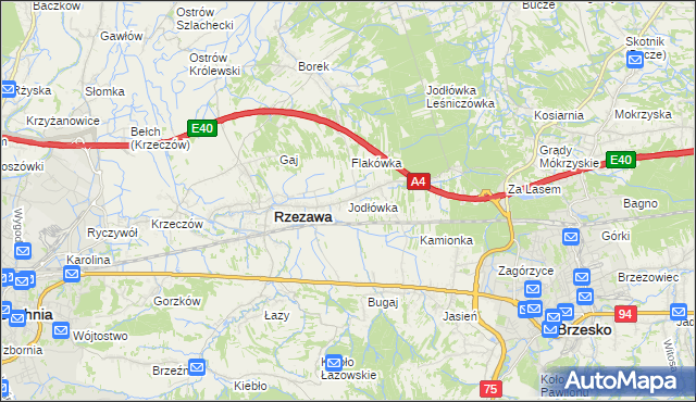 mapa Jodłówka gmina Rzezawa, Jodłówka gmina Rzezawa na mapie Targeo