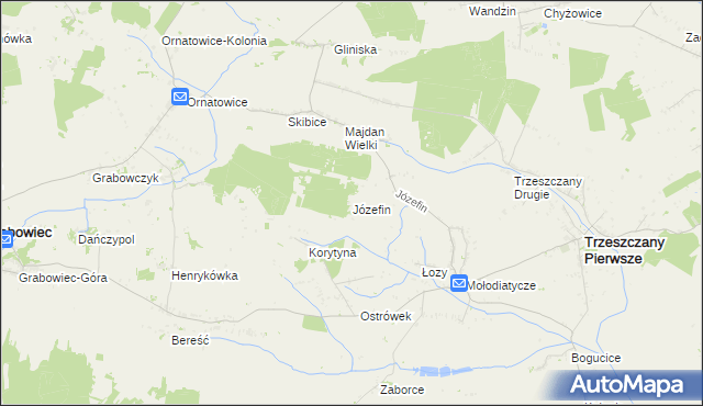mapa Józefin gmina Trzeszczany, Józefin gmina Trzeszczany na mapie Targeo