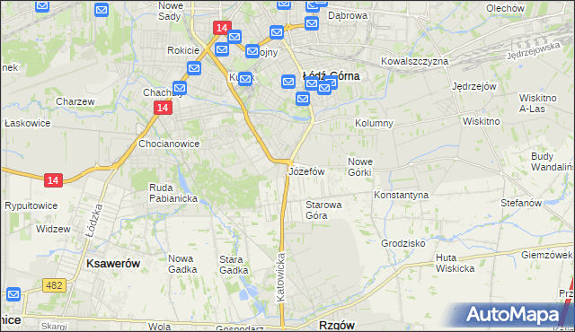mapa Józefów gmina Łódź, Józefów gmina Łódź na mapie Targeo