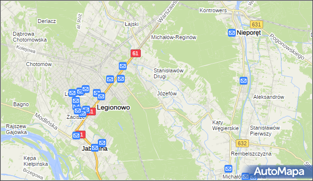mapa Józefów gmina Nieporęt, Józefów gmina Nieporęt na mapie Targeo