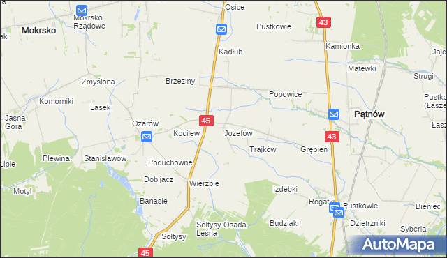mapa Józefów gmina Pątnów, Józefów gmina Pątnów na mapie Targeo