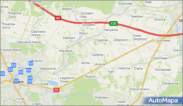 mapa Józefów gmina Zgierz, Józefów gmina Zgierz na mapie Targeo