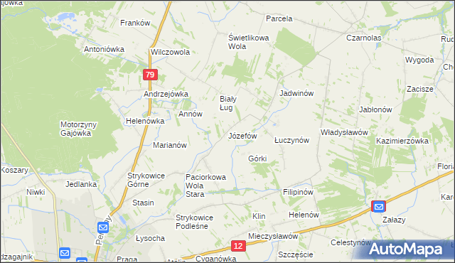 mapa Józefów gmina Zwoleń, Józefów gmina Zwoleń na mapie Targeo