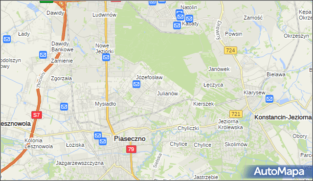 mapa Julianów gmina Piaseczno, Julianów gmina Piaseczno na mapie Targeo