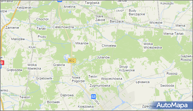 mapa Julianów gmina Siennica, Julianów gmina Siennica na mapie Targeo