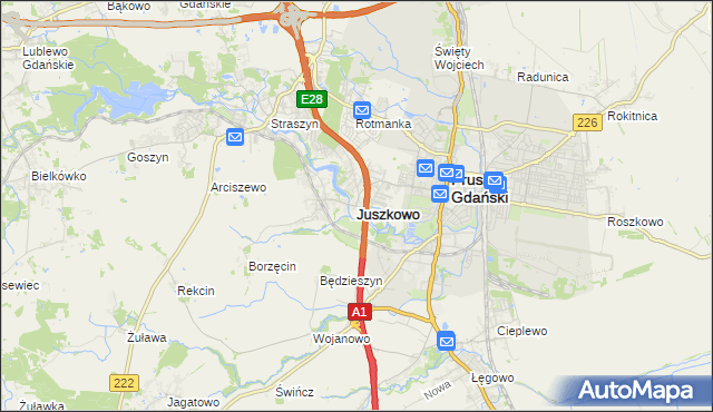 mapa Juszkowo, Juszkowo na mapie Targeo