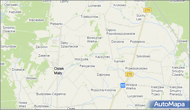 mapa Kaczyniec gmina Koło, Kaczyniec gmina Koło na mapie Targeo