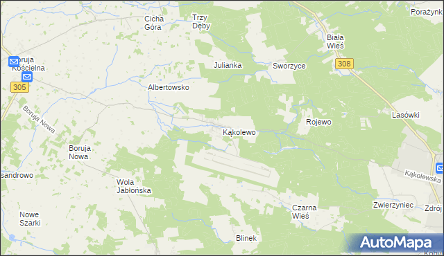 mapa Kąkolewo gmina Grodzisk Wielkopolski, Kąkolewo gmina Grodzisk Wielkopolski na mapie Targeo