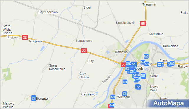 mapa Kałdowo gmina Malbork, Kałdowo gmina Malbork na mapie Targeo