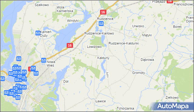 mapa Kałduny gmina Iława, Kałduny gmina Iława na mapie Targeo