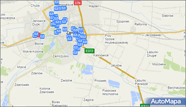 mapa Kalinowice gmina Zamość, Kalinowice gmina Zamość na mapie Targeo