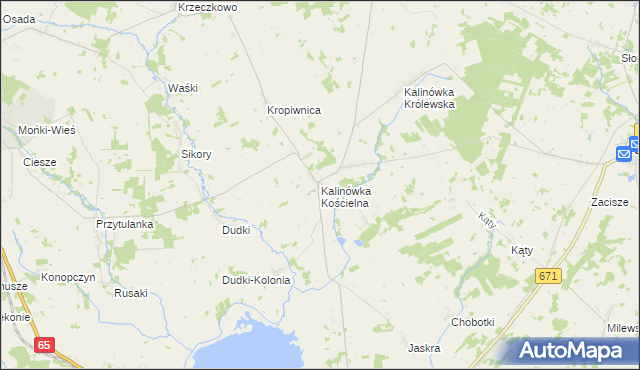 mapa Kalinówka Kościelna, Kalinówka Kościelna na mapie Targeo