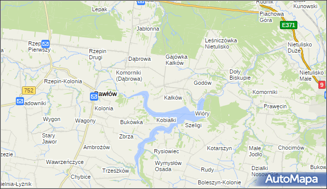 mapa Kałków gmina Pawłów, Kałków gmina Pawłów na mapie Targeo
