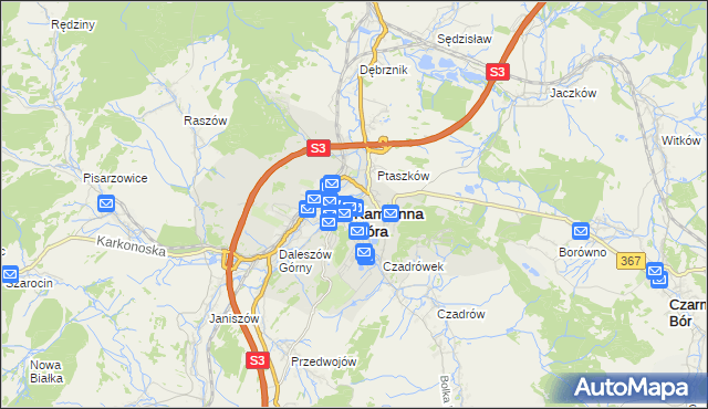 mapa Kamienna Góra, Kamienna Góra na mapie Targeo