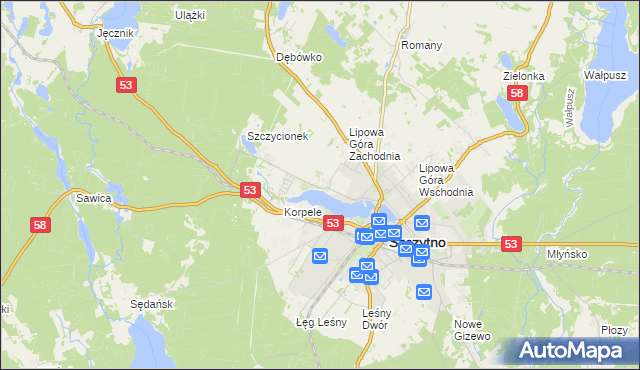 mapa Kamionek gmina Szczytno, Kamionek gmina Szczytno na mapie Targeo