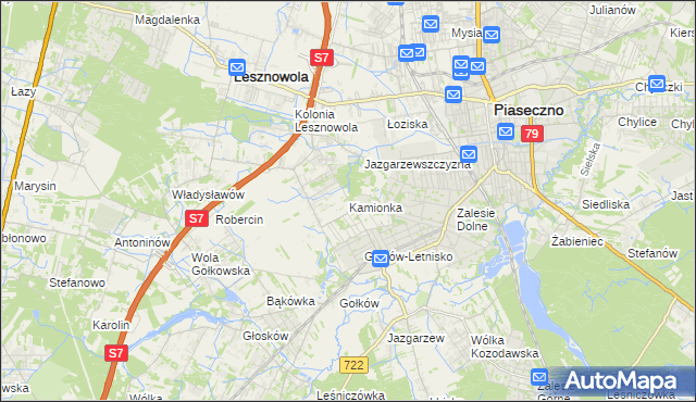 mapa Kamionka gmina Piaseczno, Kamionka gmina Piaseczno na mapie Targeo