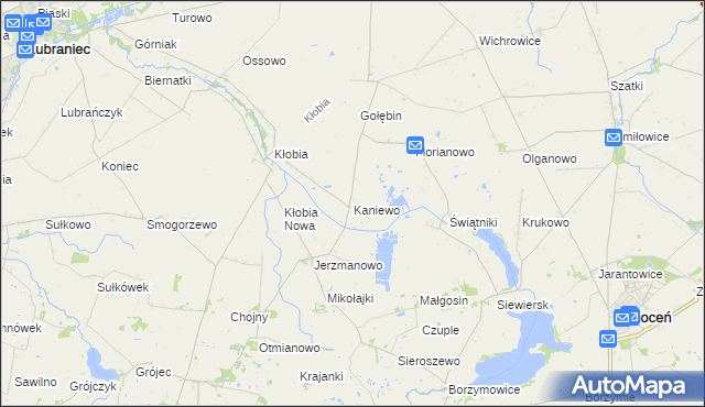 mapa Kaniewo gmina Boniewo, Kaniewo gmina Boniewo na mapie Targeo