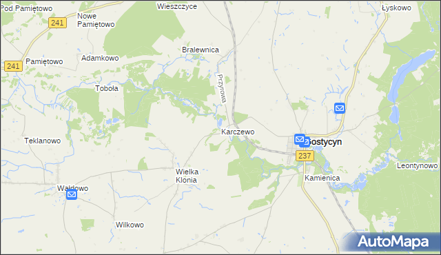 mapa Karczewo gmina Gostycyn, Karczewo gmina Gostycyn na mapie Targeo