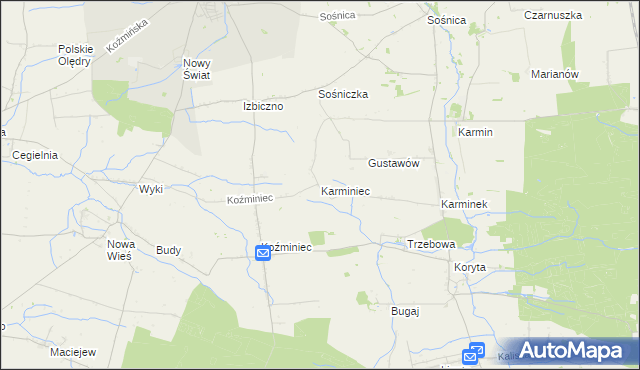 mapa Karminiec, Karminiec na mapie Targeo