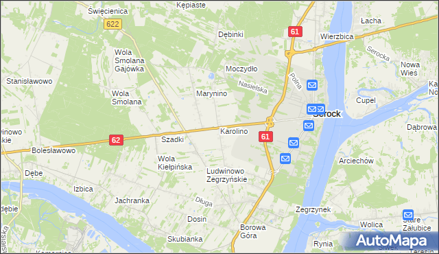 mapa Karolino gmina Serock, Karolino gmina Serock na mapie Targeo