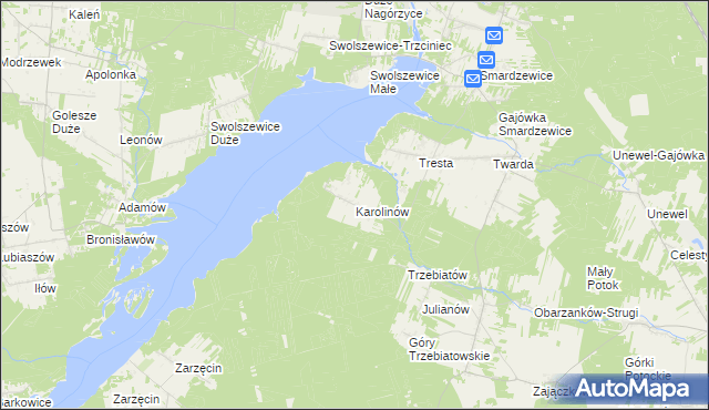 mapa Karolinów gmina Tomaszów Mazowiecki, Karolinów gmina Tomaszów Mazowiecki na mapie Targeo