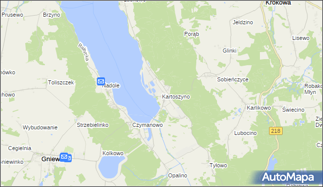 mapa Kartoszyno, Kartoszyno na mapie Targeo