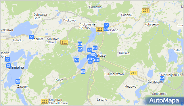 mapa Kartuzy, Kartuzy na mapie Targeo
