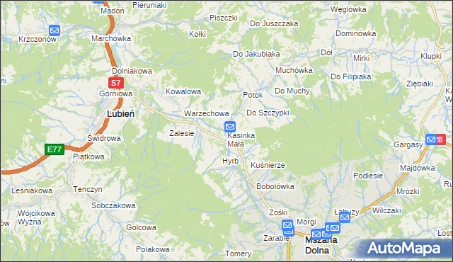 mapa Kasinka Mała, Kasinka Mała na mapie Targeo