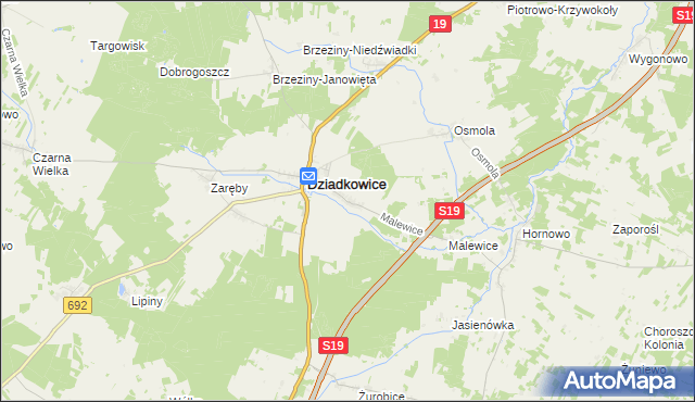 mapa Kąty gmina Dziadkowice, Kąty gmina Dziadkowice na mapie Targeo