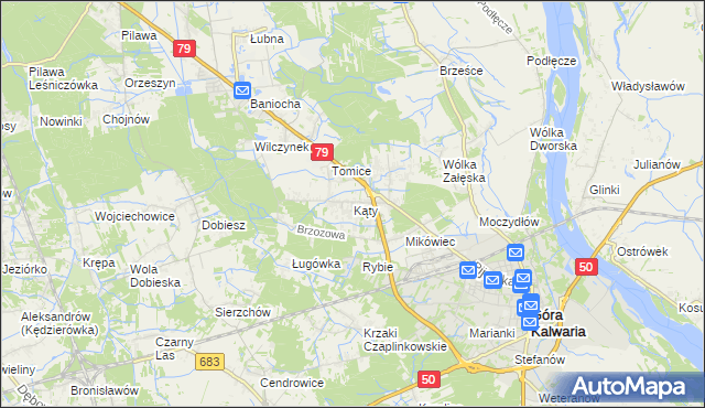 mapa Kąty gmina Góra Kalwaria, Kąty gmina Góra Kalwaria na mapie Targeo