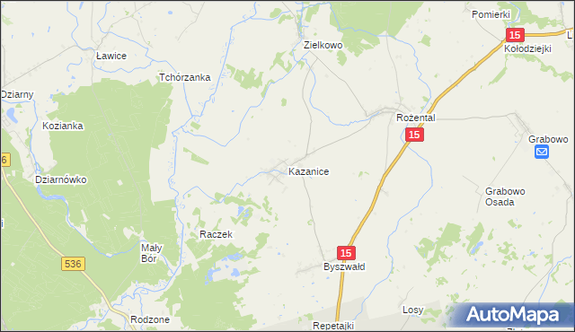 mapa Kazanice, Kazanice na mapie Targeo