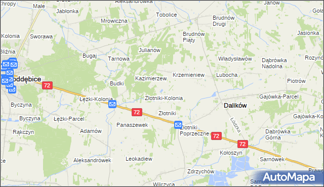 mapa Kazimierzów gmina Dalików, Kazimierzów gmina Dalików na mapie Targeo
