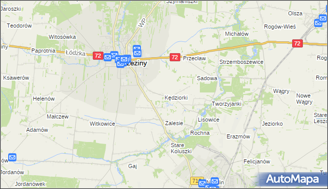 mapa Kędziorki, Kędziorki na mapie Targeo